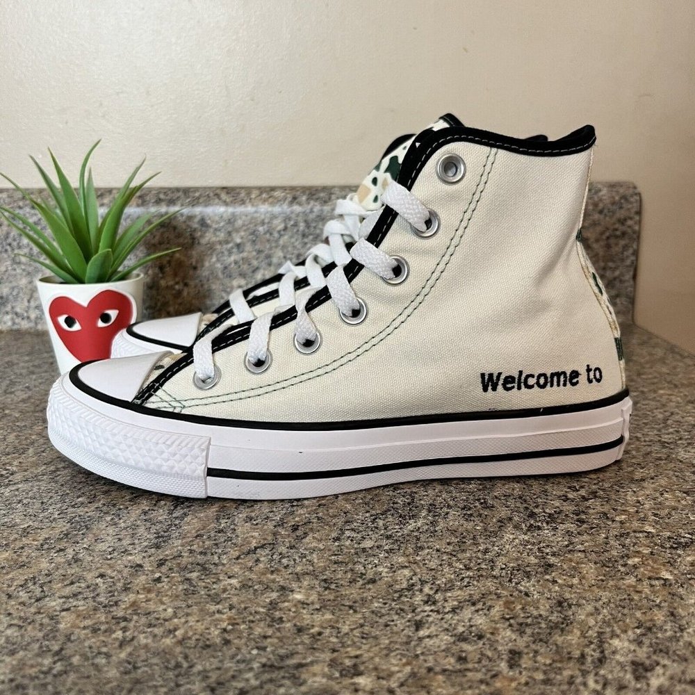 Converse Chuck Taylor All Star Hi Top White “welcome to Wonderland” Women Size 5